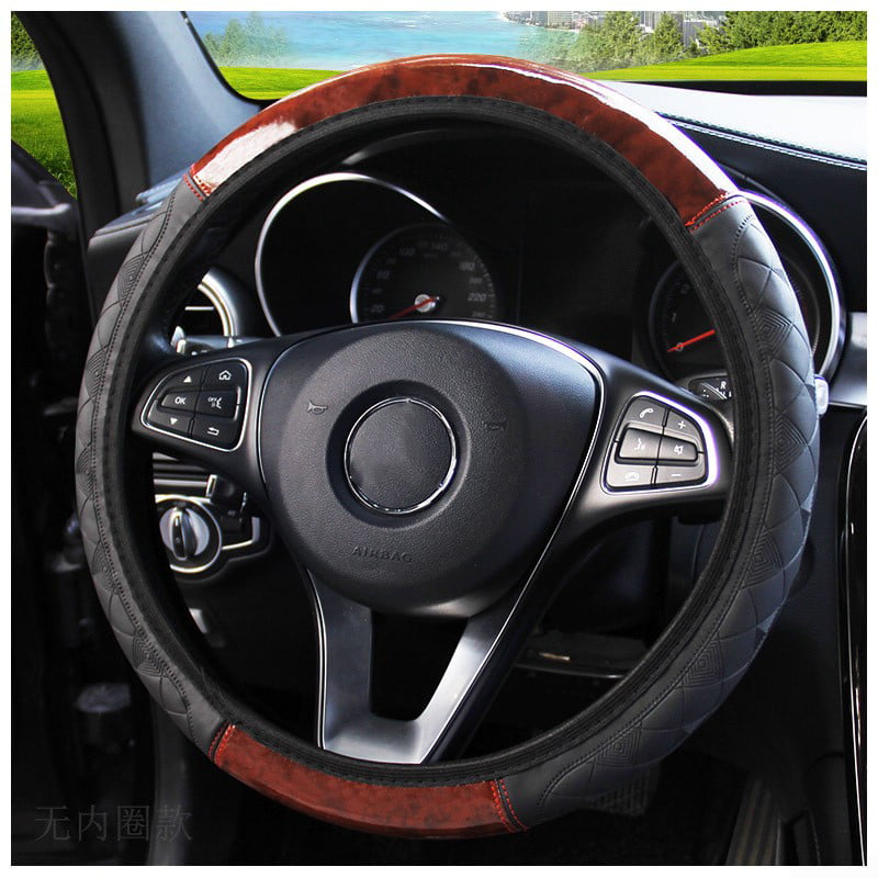 Details about   Wood Grain Car Steering Wheel Cover PU Leather Size S 14"-14.5" Steering Wheel 