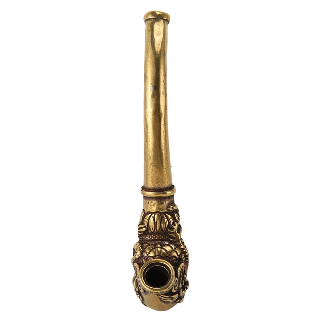 Pipa de fumar de latón Vintage doblada pintada a mano, grabado delicado, pipa de cigarrillo de bendición doblada para coleccionar adornos de cobre