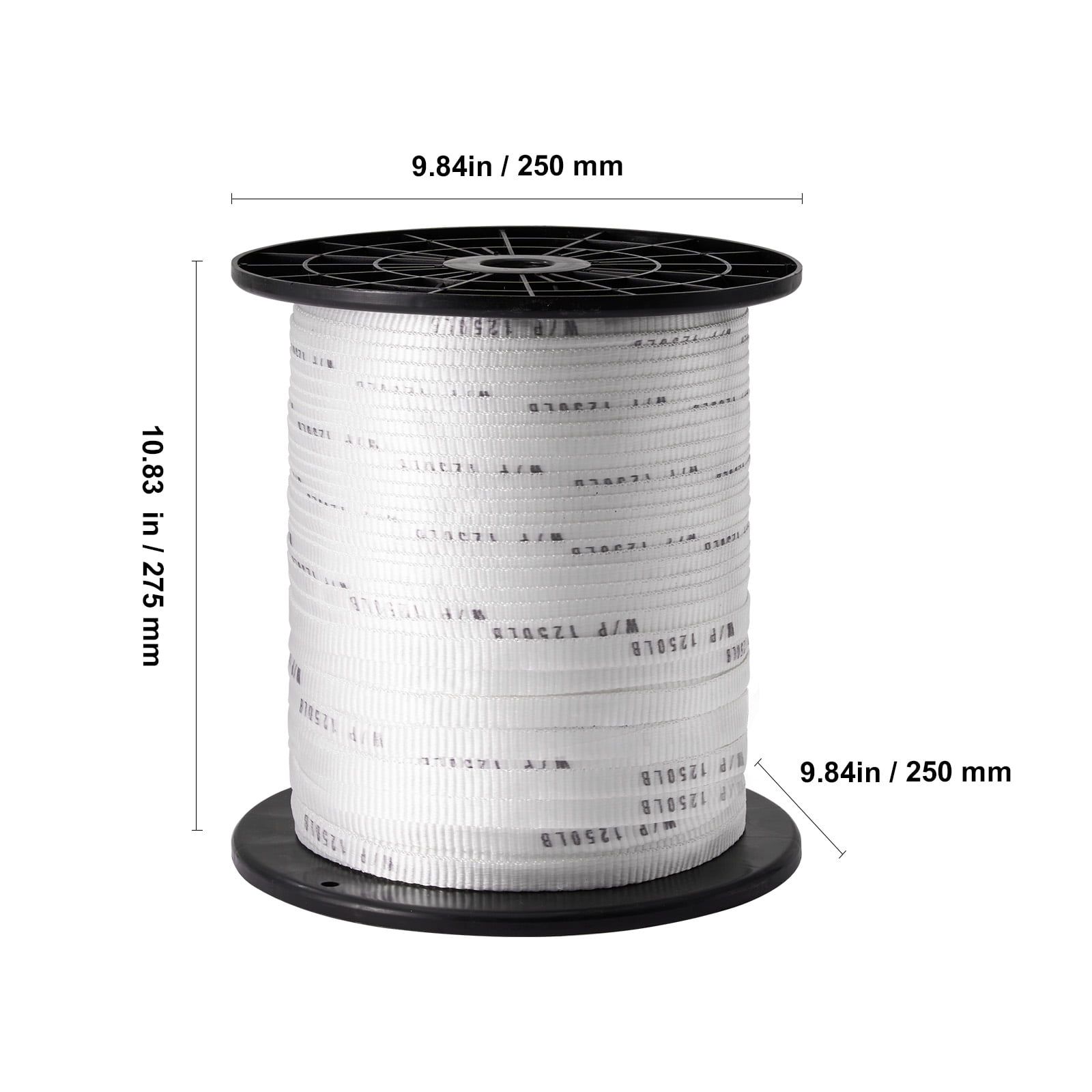 VEVOR Polyester Pull Tape, 1/2" x 1053' Mule Tape Flat Rope, 1250 lbf Tensile Capacity, Printed Webbing Cable Pulling Tape for Packaging, Gardening, Commercial Electrical, Conduit Work, White