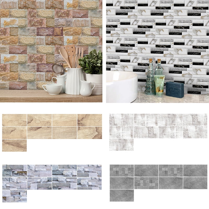 DIY Mosaic Self-Adhesive Wall Tile Sticker Vinyl Bathroom Kitchen Home Decor HOT 