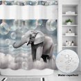 thumbnail image 4 of No Hook Shower Curtain with Built-in Rings - Funny Elephants Blow Bubbles Washable Waterproof Fabric Bathroom Curtains for Hotel,Rentals, 72 X 78 Inch Long , Gray White, 4 of 9