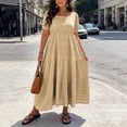 thumbnail image 5 of DYTTDG Plus Size Women's Tiered Maxi Dress | Square Neck Puff Short Sleeve Empire Waist Flowy Summer Dress, Casual Midi to Maxi Length Dress, 5 of 8