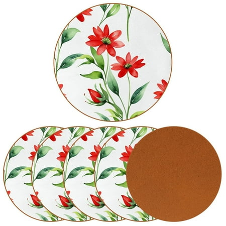 

YZUOUZY Home Decor Coffee Table Decor 6 Pack Round Cool Coasters Watercolor Tiger Lily Hand Draw