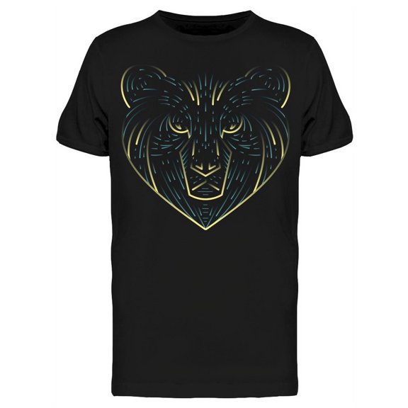 Bear Head Lines Drawing  T-Shirt Men -Image by Shutterstock, Male Small