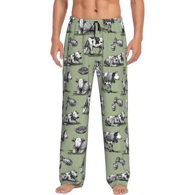 Balery Farm Cows Pantalones de pijama para hombre, pijama ultraligero, pantalón de descanso-Large