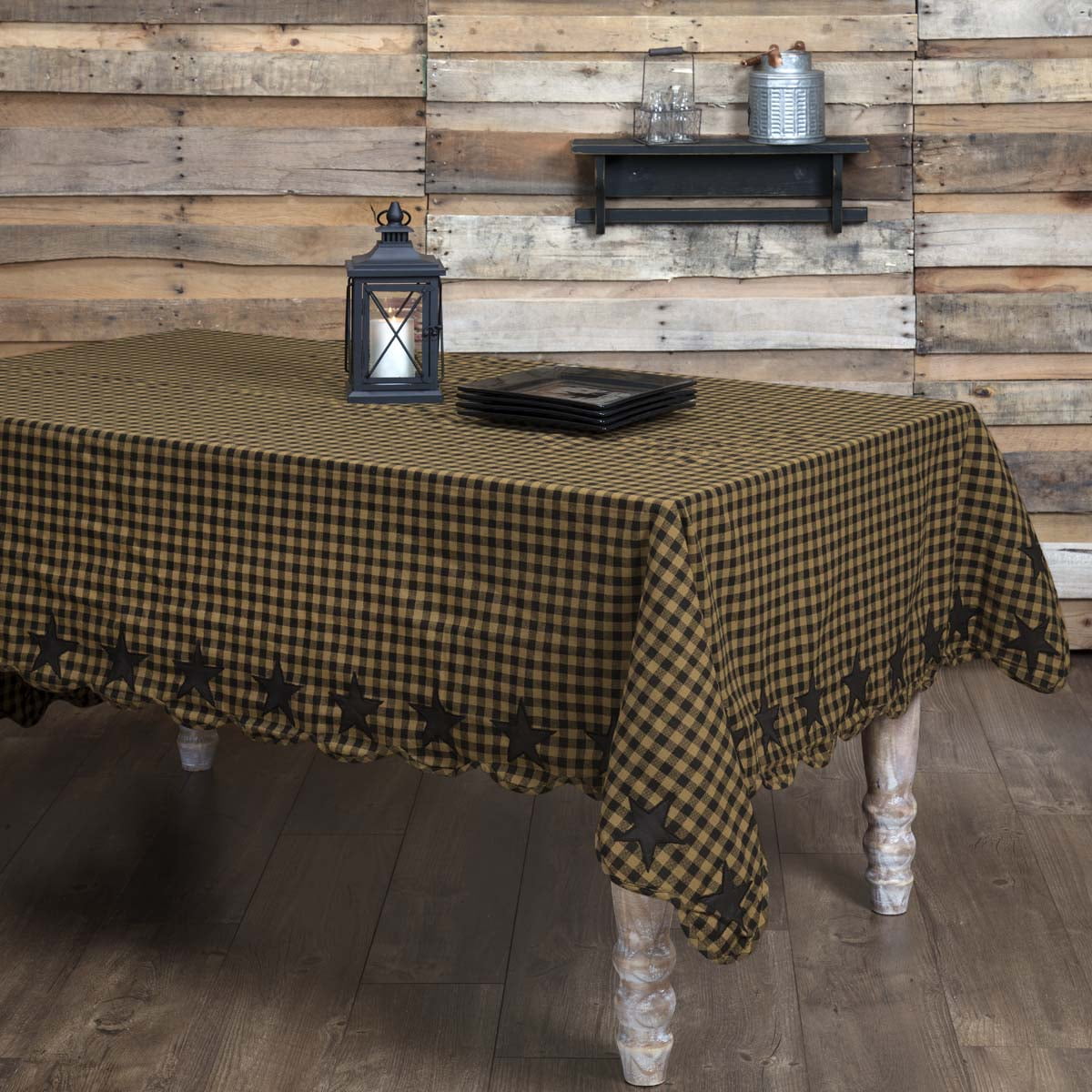 Raven Black Primitive Tabletop Kitchen Cody Black Star Cotton Appliqued