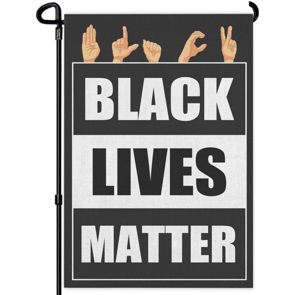 HOSNYE Black Lives Matter Sign Garden Flag 12x18 Inch Vertical Double Sided Stop the Violence Blm Sign Peace Protest Garden Flags Rustic Farmhouse Yard Outdoor Decoration