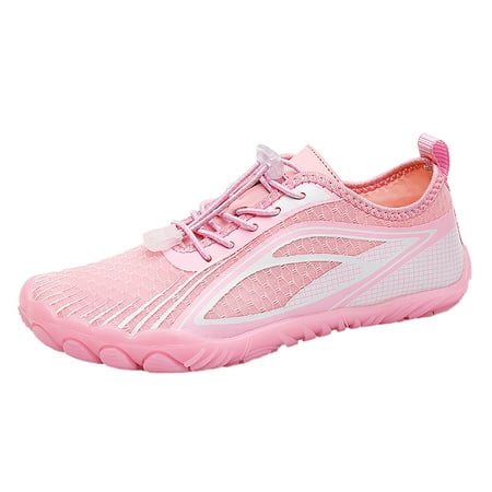 

nsendm Female Fashion Sneakers Adult Sneaker Socks for Women Casual Sport Shoes Lace Up Beach Running Breathable Soft Bottom Shoes Sneaker Booties for Women Pink 8.5