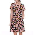 thumbnail image 1 of Vsdgher Léopard pour Femmes Été 2025 Robes Midi Maxi Décontractées Légères Manches Courtes Col Rond Robe de Plage, 1 of 6