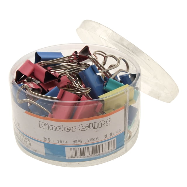 Office Home Metal Paper Binder Clips 48 Assorted Color 25mm Width