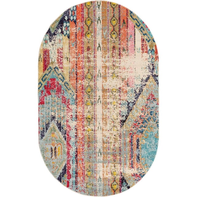 Unique Loom Sedona Vintage Modern Over-Dyed Rug 5' x 8' Oval Multi/Beige