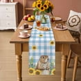 thumbnail image 2 of Groundhog Day Table Runner - 90 Inch Long Blue Plaid Sunflower Spring Floral Cotton and Linen Blended Dress Scarves Farmhouse Table Runner for Kitchen Dining, Coffee Table, 13" x 90", 2 of 8