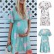 thumbnail image 3 of Vestido de maternidad de las mujeres Estampado floral Manga corta Con cuello en V Vestido de ve Irfora Vestido, 3 of 6