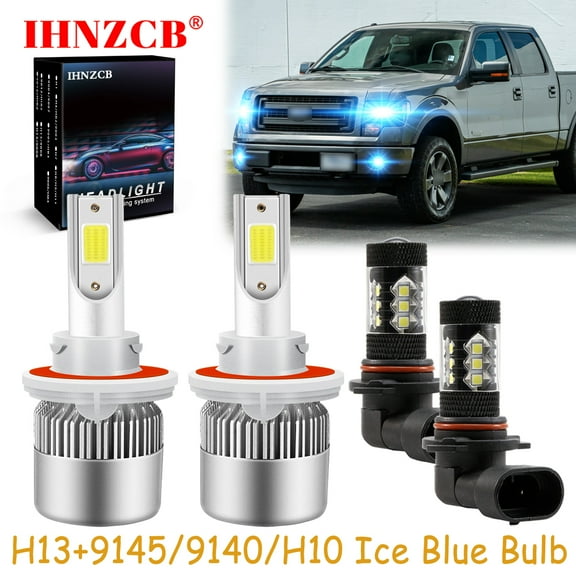 IHNZCB for Ford F250 F350 2005-2019 Led Headlight Bulbs High Low Beam Fog Light,Ice Blue,H13 9145 9140,Y10