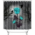 thumbnail image 2 of 4PCS/Set Vintage Teal Rose Butterfly Shower Curtain with Non-slip Bath Rugs, Black Crow Misty Forest Tree Starry Sky Dark Gothic Art Bathroom Decor, Waterproof Fabric Bath Curtain, Magic Rose, 2 of 7