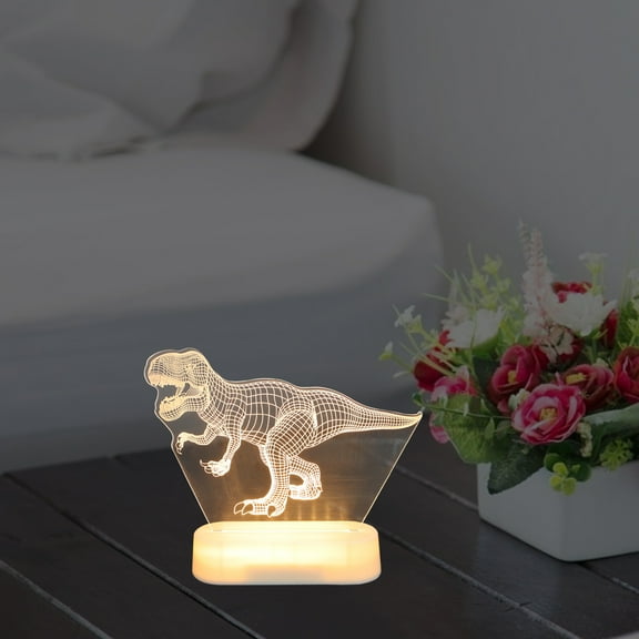 Raindrops White Dinosaur Table Lamp with 3D Effect, and Versatile Design for Unique Home Decor