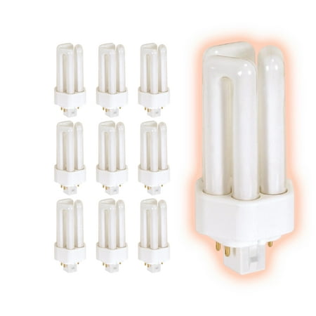 

13 Watt CFL Light Bulbs | 4 Pin GX24Q-1 Base 4100K Cool White | 13W High Output 810 Lumens | Triple Tube Compact Fluorescent Light Bulbs Plug-in | 10 Pack by GoodBulb