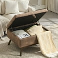 thumbnail image 5 of HUJHKIO 3 in 1 Lift Top Coffee Table with Storage, Wooden Stool for Living Room, Microsuede Fabric, Coffee, 5 of 9