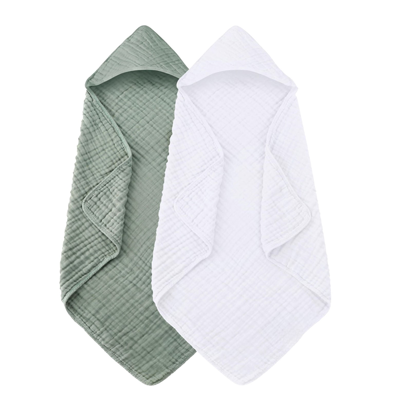 2 Pack Hooded ba-by Towels for Ne-wborn 2 Pack 100% Muslin Cotton ba-by Bath Towel with Hood for Babies, Inf-ant, To-ddlers and Kids, Large 35x35Inch, Soft and Absorbent Ne-wborn Essential,
