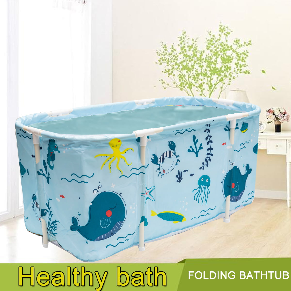 Lixiabeidai Portable Folding Bathtub Adult Free-standing Bathtub SPA Bathtub Soaking Bathtub Mobile Bathtub Soaking Standing Bath Tub,Cactus pattern
