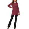 thumbnail image 2 of Abrigo de ante sintético de doble botonadura con solapa muesca para mujer INSPIRE CHIC en rojo profundo M, 2 of 7