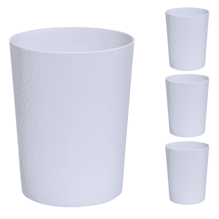 Bath Bliss 4 Pack 2.6 gal Hammered Textured Plastic Bathroom Trash Can, White