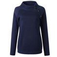 thumbnail image 4 of Baqcunre Womens Hoodies Women's Autumn And Winter Fashion Round Neck Solid Button Long Sleeve Top Women Sweatshirt Fall Outfits Women Trendy Navy S, 4 of 4
