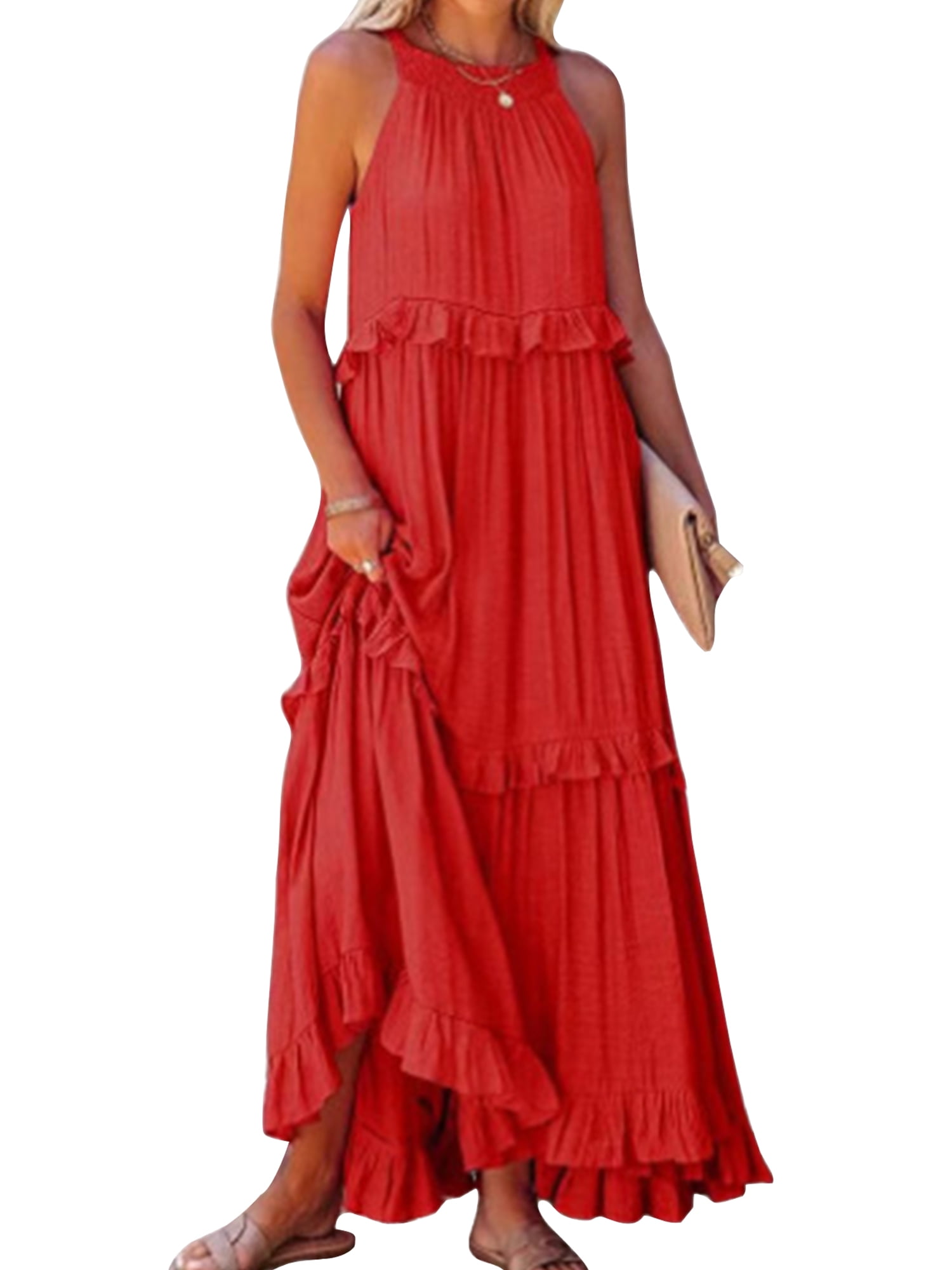 Frontwalk Maxi Dresses for Women Loose Fit Summer Beach Dresses
