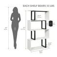 thumbnail image 7 of DWVO 5-Tier S-Shaped Bookshelf, Geometric Bookcase Wooden Z-Shelf Storage Modern Open Shelving, Freestanding Display Bookshelf for Living Room Home Office, Cream White, 7 of 7