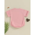 thumbnail image 5 of FEORJGP Infant Baby Girls Summer Romper 3M 6M 12M 18M Newborn Short Sleeve Jumpsuit Crew Neck Letters Bodysuit Toddler Cute Casual Clothes for Father's Day, 5 of 9