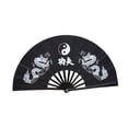 thumbnail image 2 of Abanico de mano plegable para cosplay, abanico chino de kung fu para fiestas, regalos y bares. dragón doble negro, 2 of 9