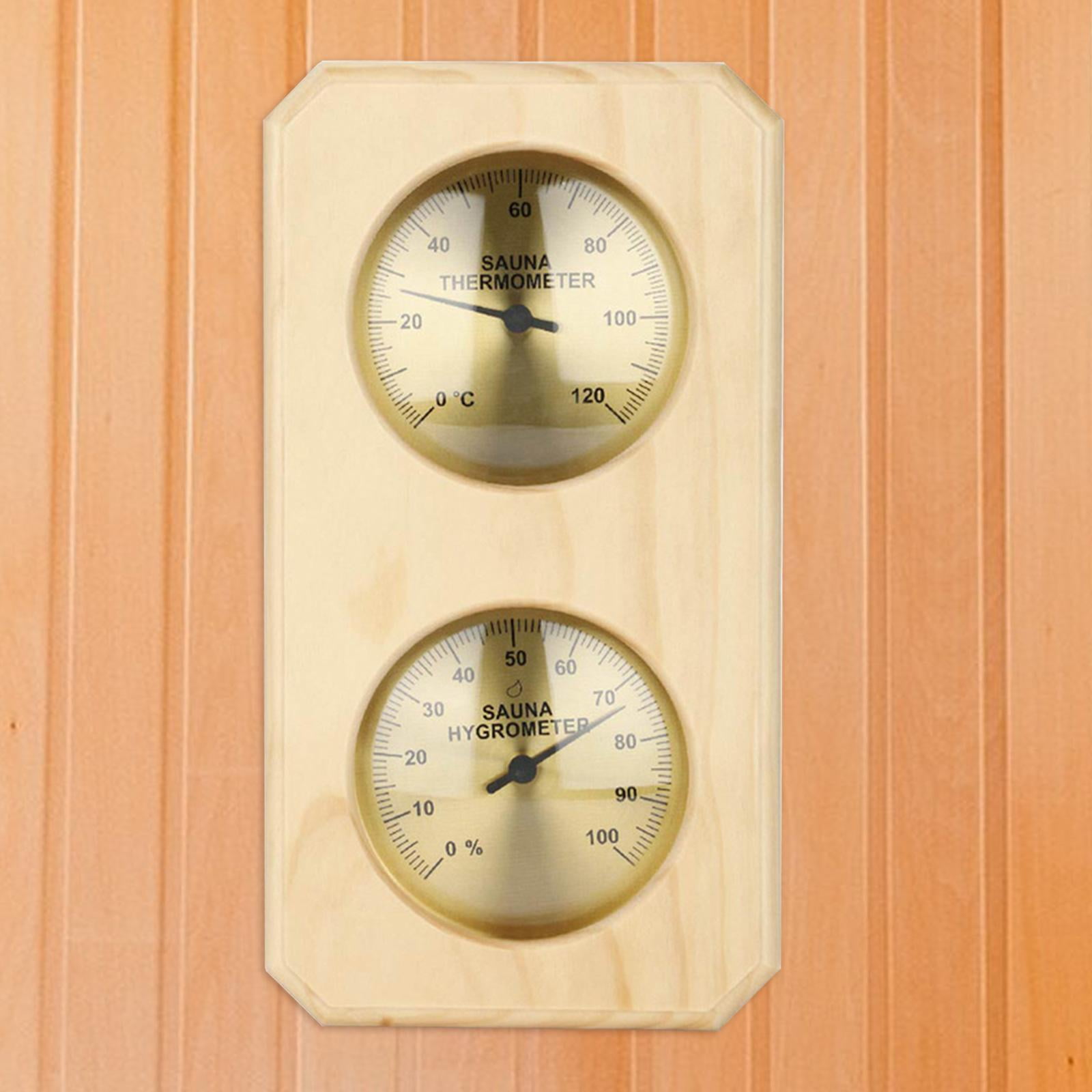 Nishiyuenyi Hygrometer Wooden Thermometer, Sauna Hygrothermograph Gauge Humidity Temperature Vertical