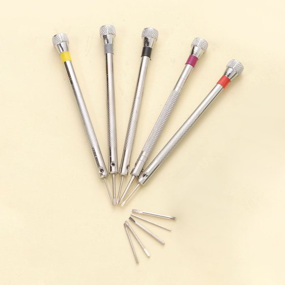 LEORX 5Pcs Portable Metal Screwdriver Kit for Eyeglasses Watch and Sunglasses Repair Tools