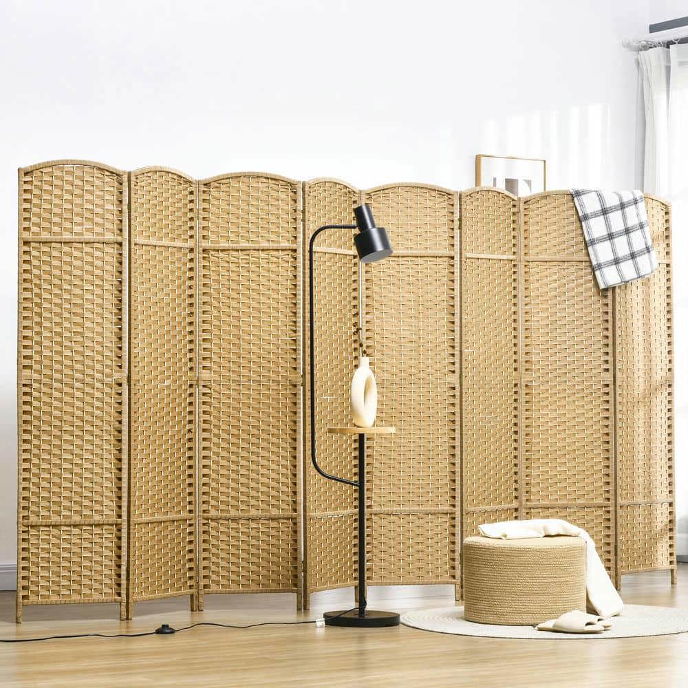 Yardi Yarda 8 Panel Folding Room Divider Screen, 5.6 ' Tall Privacy Screen Freestanding Room Partition for Indoor, Natural
