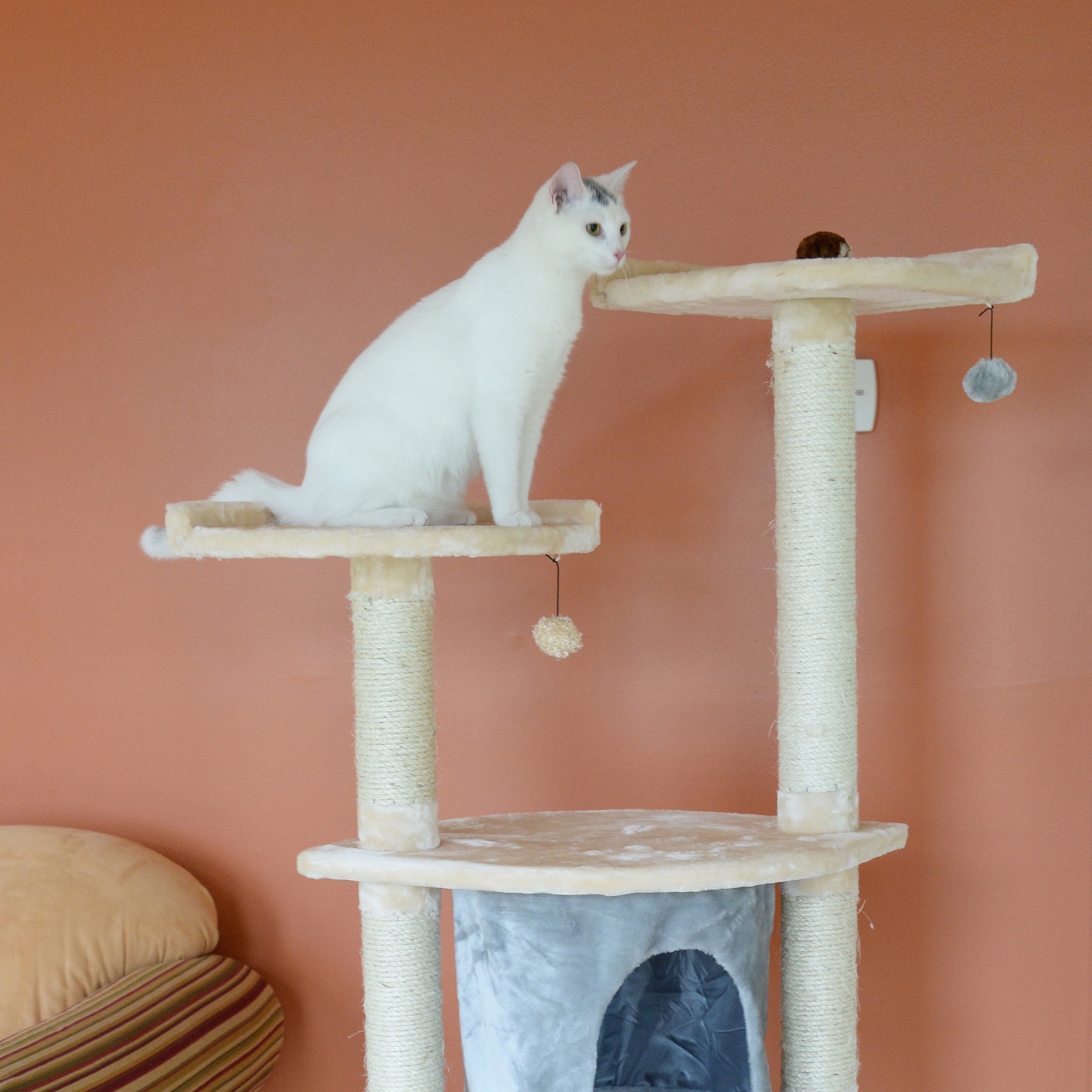 Armarkat Classic Real Wood Cat Tree Model A6401, 64 inch Blanched Almond