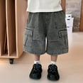 thumbnail image 5 of Weebloom Toddler Baby Shorts Boy Casual Loose Denim Retro Street Summer 1-12Years Cute Streetwear,4-5 Years, 5 of 7