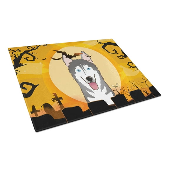 Caroline's Treasures Halloween Alaskan Malamute Glass Cutting Board Large