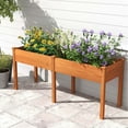 thumbnail image 4 of Costway Outdoor Raised Garden Bed with Legs 73x23x30in Wood Planter Box with Divider Panel Brown, 4 of 10