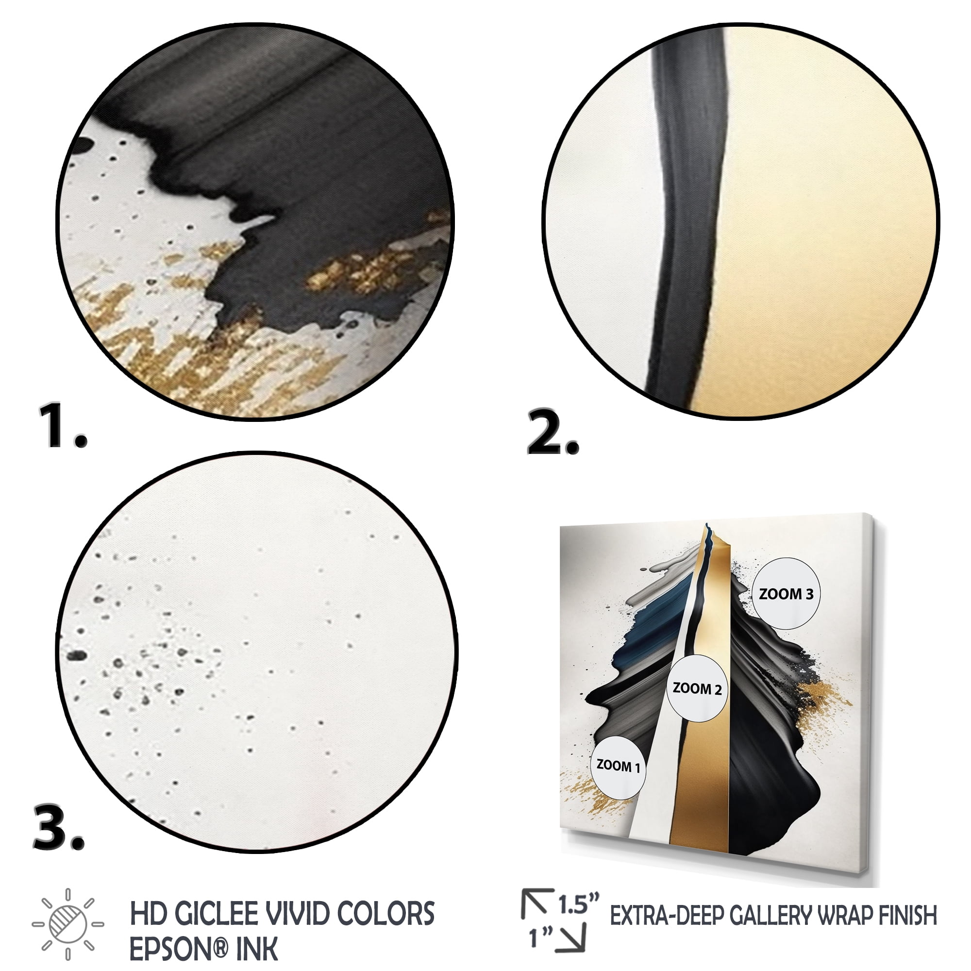 Designart Black And Gold Cubic Expression VII Canvas Wall Art