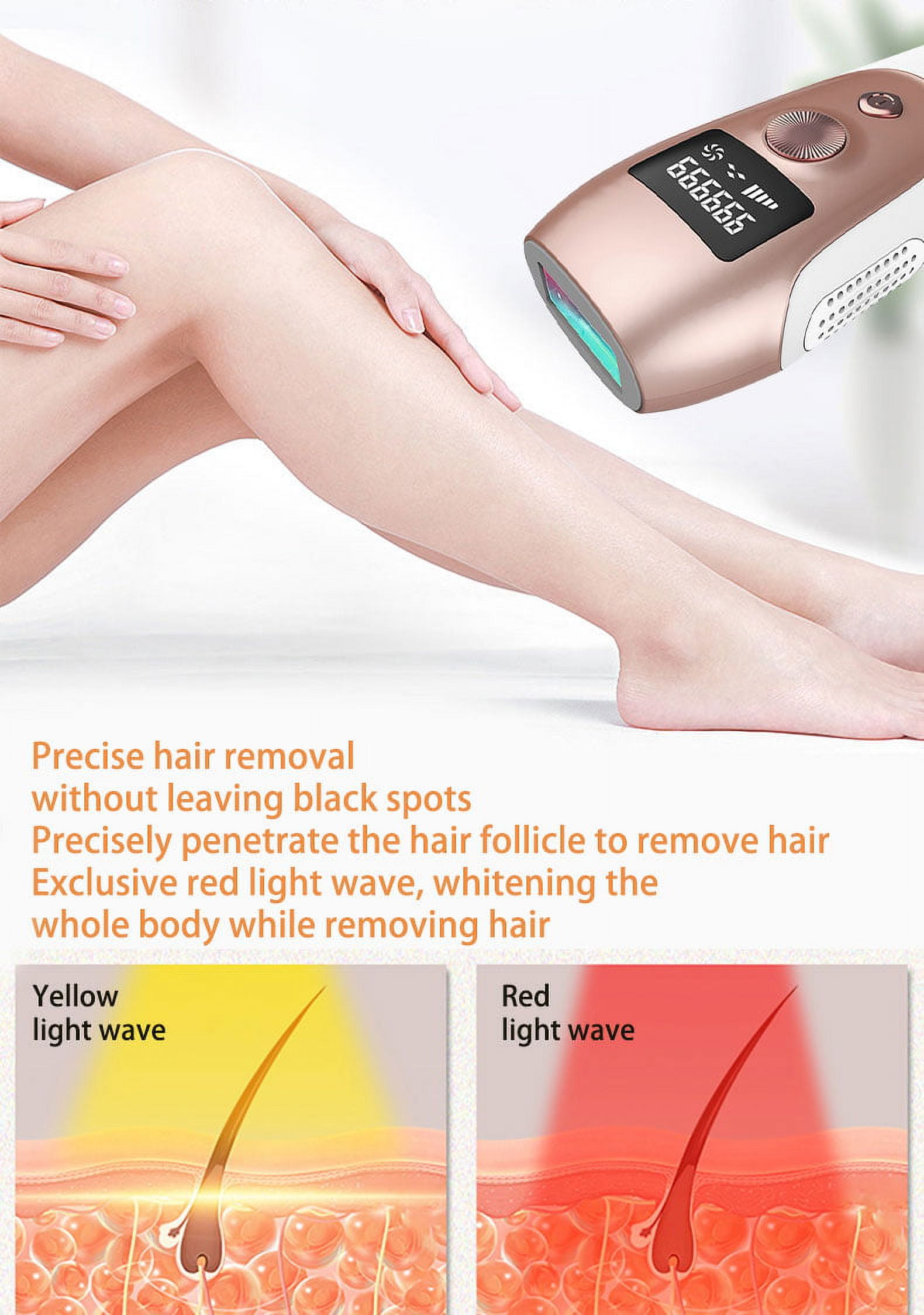 Laser Hair Removal for Women and Men, Update Permanent Laser Epilator with  Red-light Wave Technology, Painless Hair Removal Machine for Whole Body Use