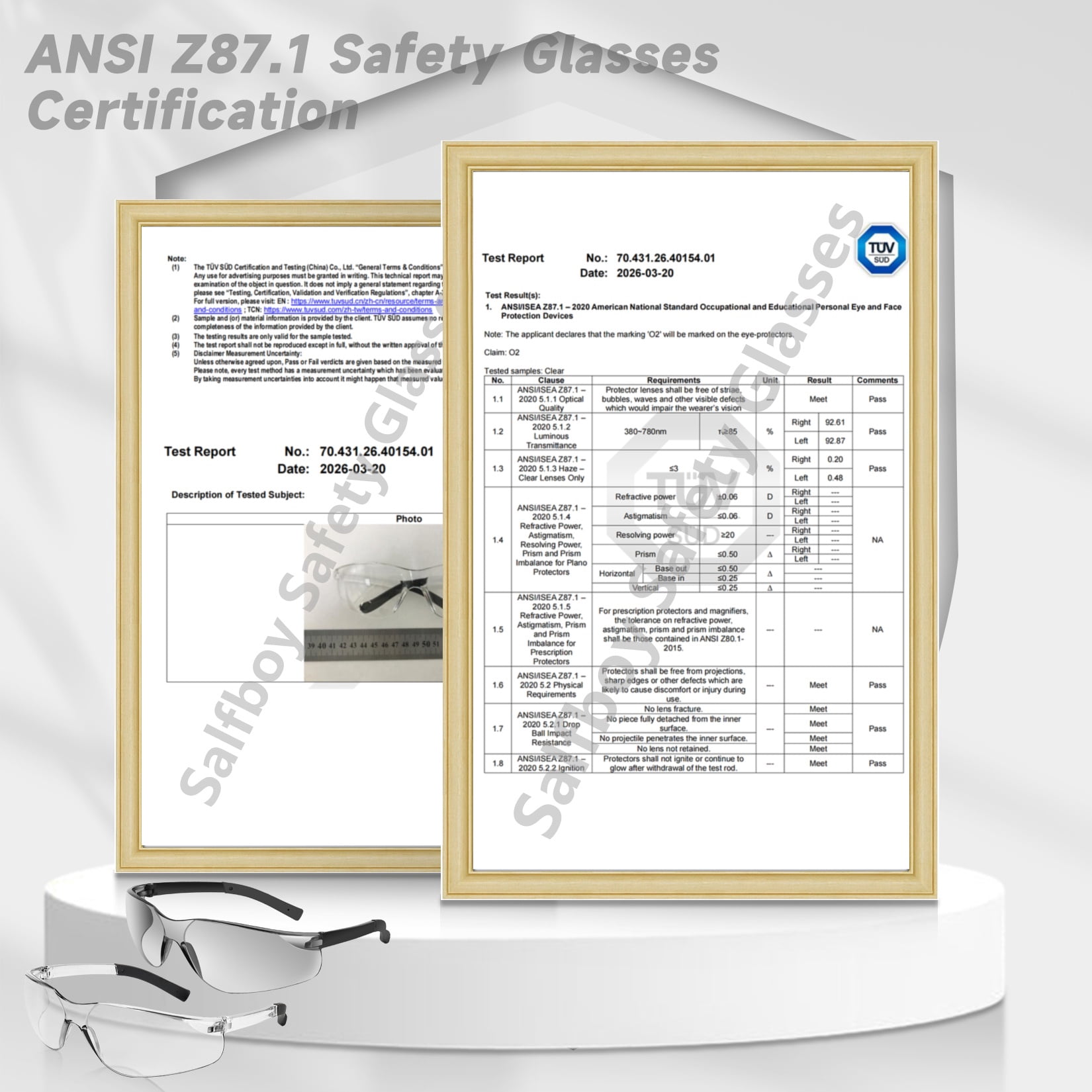 Salfboy 50 Packs Safety Glasses ANSI Z87.1 Safety Glasses Bulk with Scratch Resistant Glasses for Women Men Work Construction Science Lab Shooting