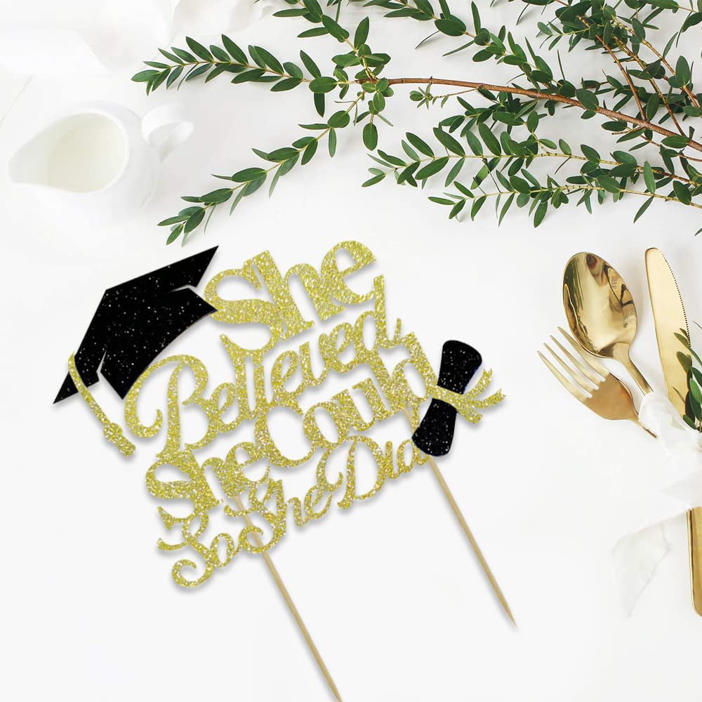 She Believed She Could So She Did Cake Topper, 2023 Graduation