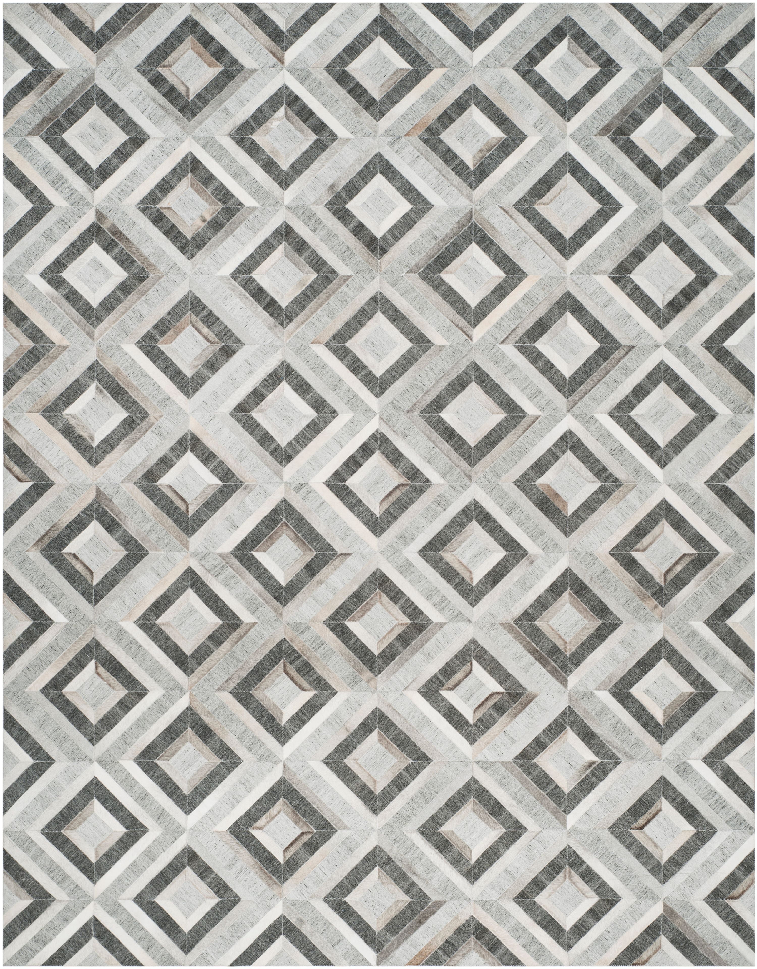 SAFAVIEH Studio Leather Mariam Geometric Area Rug, Ivory/Dark Grey, 8' x 10'