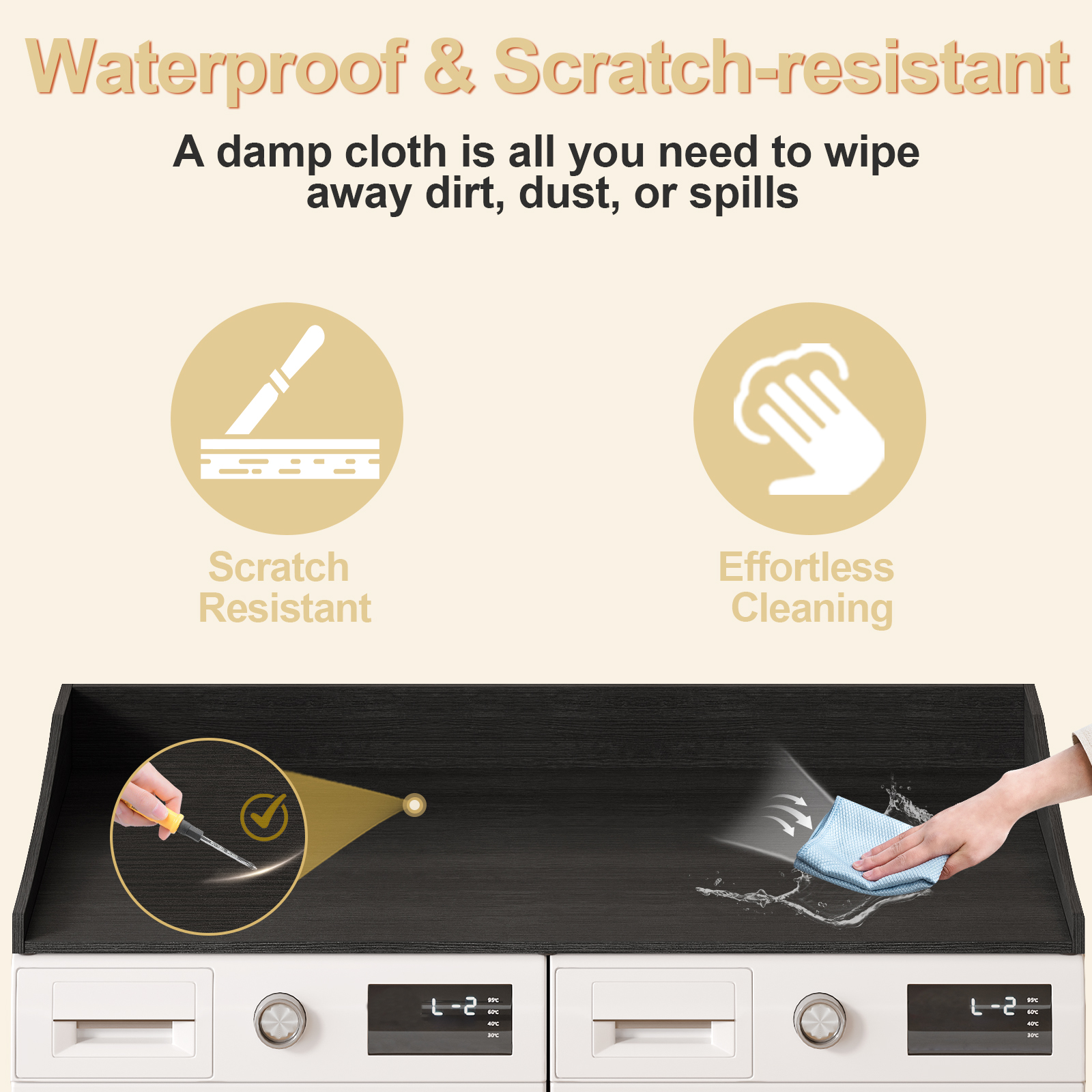 Tarnorci 54"Washer Dryer Countertop with Side Edge for Laundry Room Organization