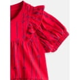 thumbnail image 3 of Wonder Nation Toddler Girls Ruffled Tiered Top with Short Sleeves, Sizes 12M-5T, 3 of 3