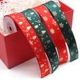thumbnail image 1 of AMERTEER 1 Roll Portable Ribbon Add Atmospheres Polyester Printed Snowflake Deer Glitter Ribbon for Home, 1 of 9