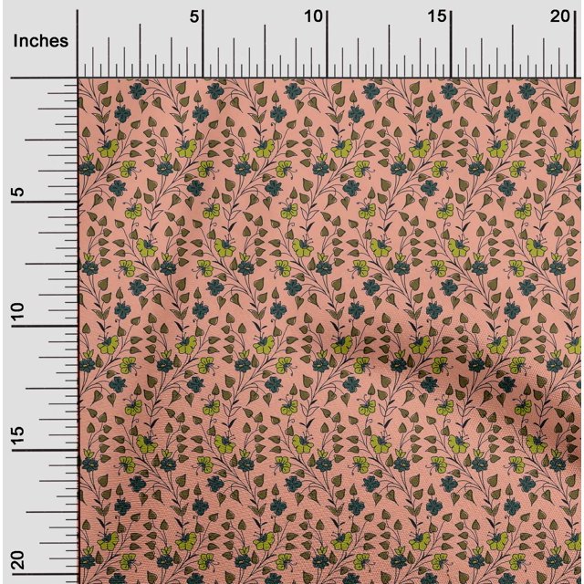 oneOone Polyester Lycra Fabric Leaves & Floral Block Decor Fabric Printed BTY 56 Inch Wide