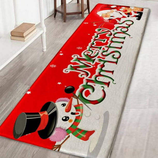 Christmas Area Rugs for Kid's Bedroom, Santa Claus Doormat for Indoor/Outdoor, Long Runner Rug