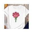 thumbnail image 2 of Valentine's Day Flower Print T-Shirt For Men And Women Round Neck Cotton Short Sleeve Sports T-Shirt For All Seasons, 2 of 6
