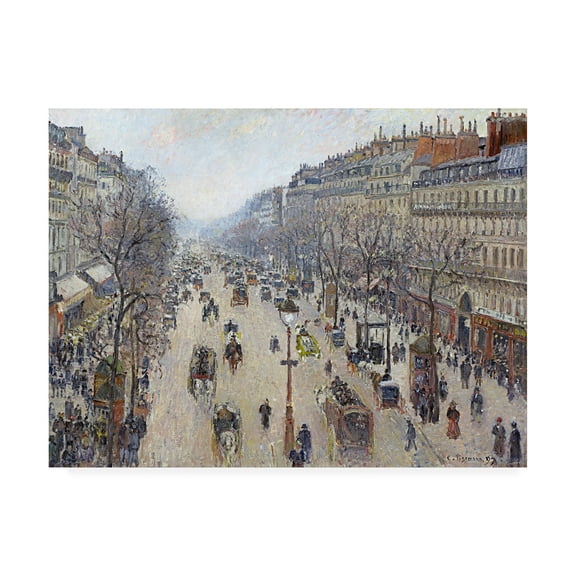 Trademark Fine Art 'Boulevard Montmartre, morning, cloudy weather' Canvas Art by Pissarro